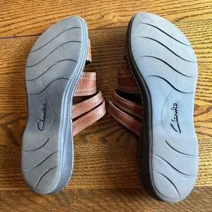 Clarks Shoes Clarks Leisa Lakia Slides Brown Leather Womens Size 8 Poshmark